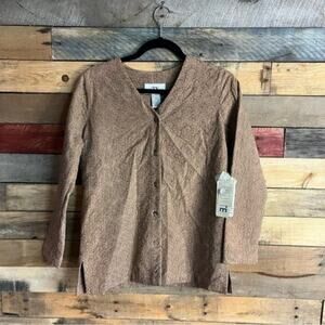 TY Original Wear Brown‎ Embroidered Button Front Top Size 4P
